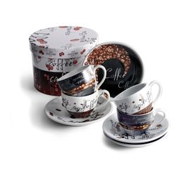 Zestaw 4 filiżanek do cappuccino 80 ml z podstawkami pakowane w eleganckim pudełku